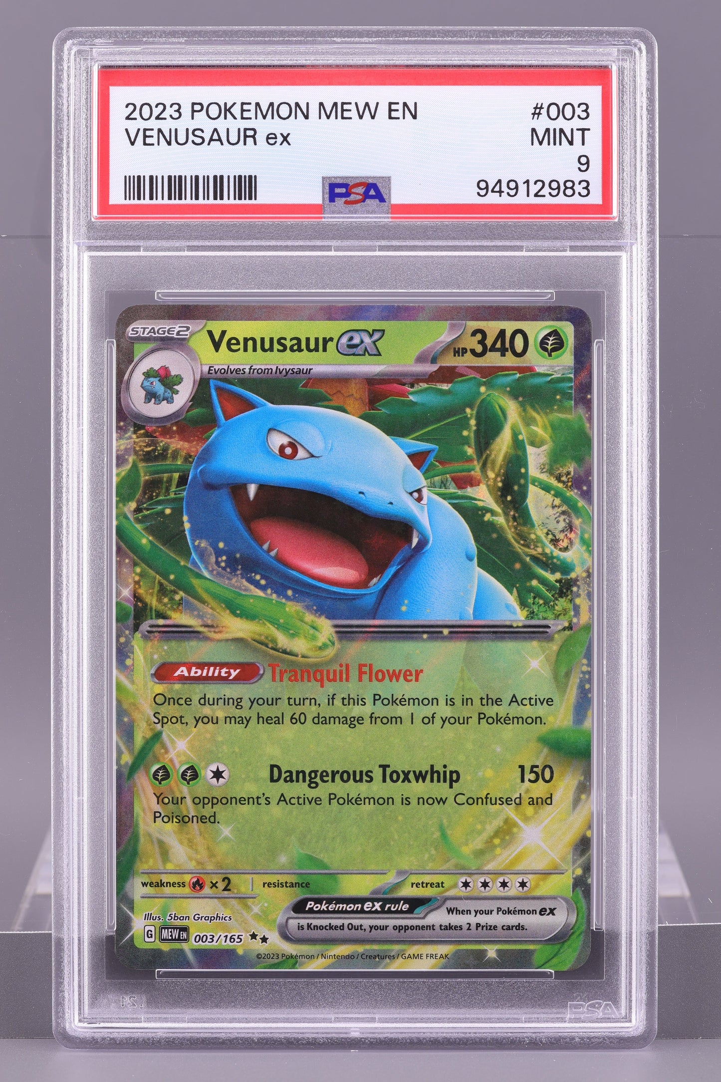 Venusaur ex 2023 Scarlet & Violet Series - Scarlet & Violet - 151 MEW en #3    PSA 9