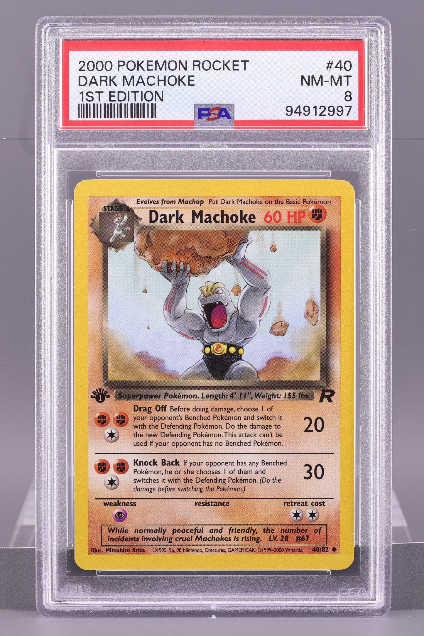 Dark Machoke 2000 Team Rocket 1st Edition #40    PSA 8