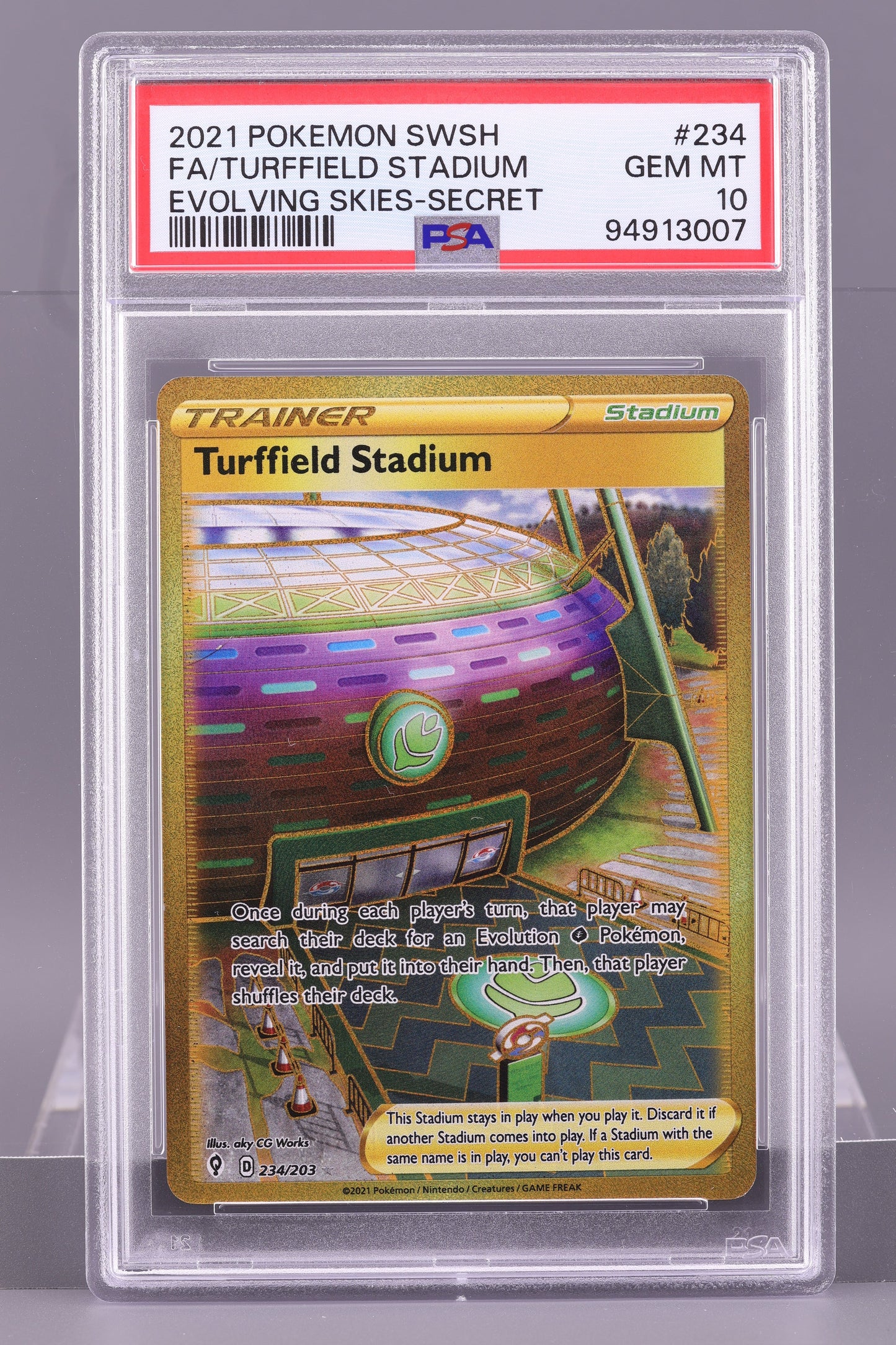 Turffield Stadium 2021 Sword & Shield - Evolving Skies  #234    PSA 10   Rare Secret