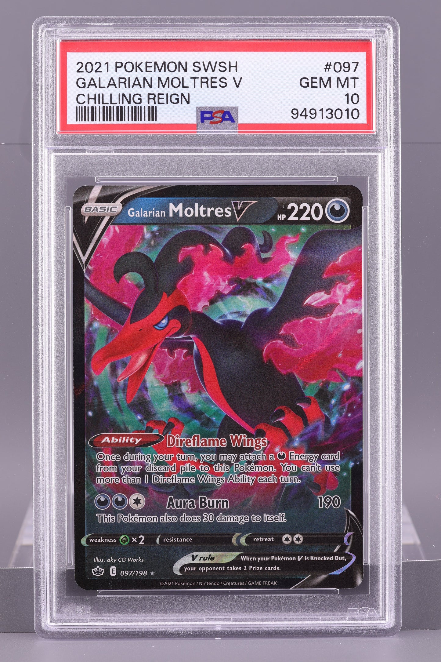 Galarian Moltres V 2021 Sword & Shield - Chilling Reign  #97    PSA 10