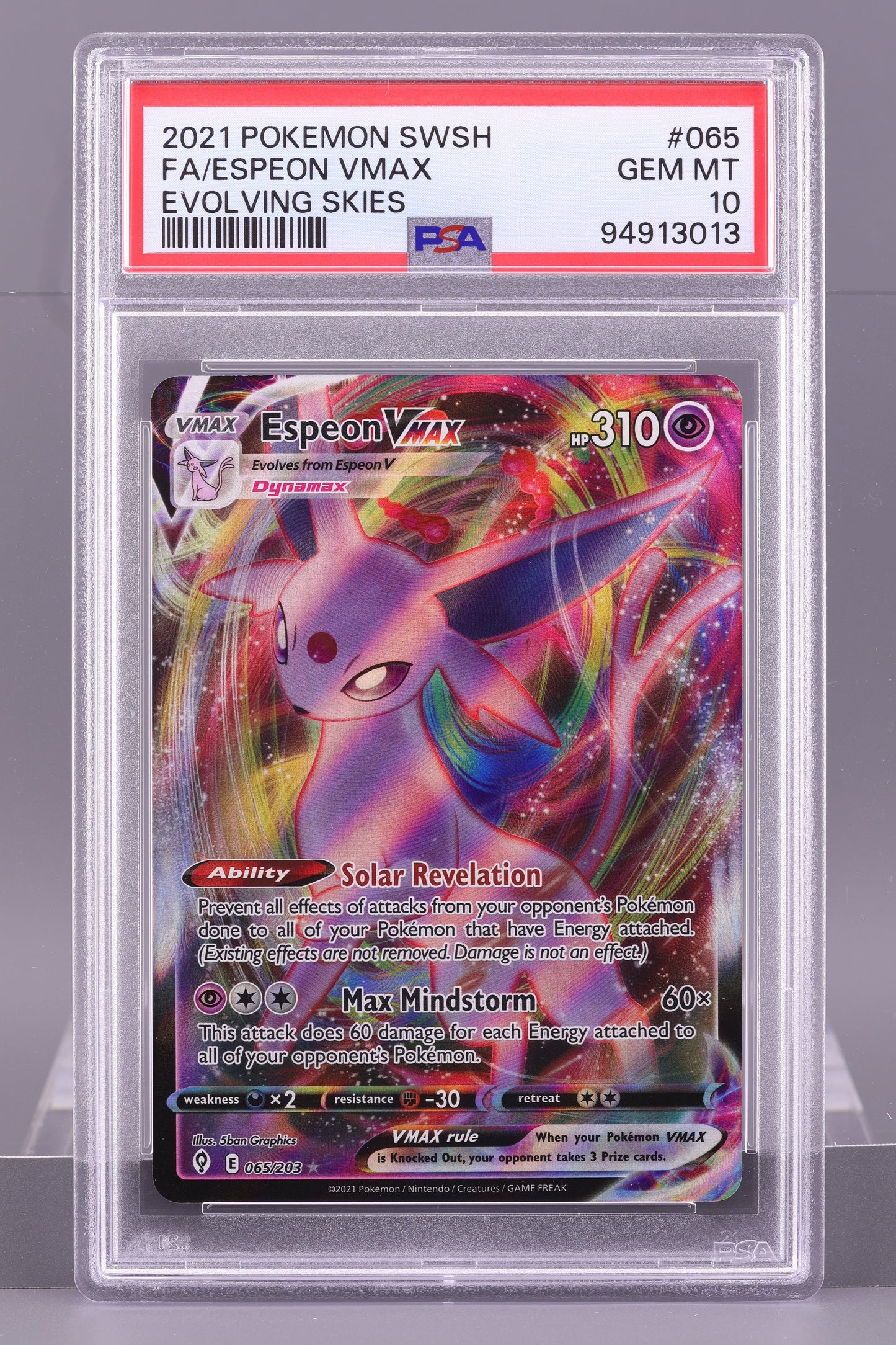 Espeon VMAX 2021 Sword & Shield - Evolving Skies  #65    PSA 10