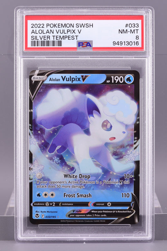 Alolan Vulpix V 2022 Sword & Shield Silver Tempest #33    PSA 8