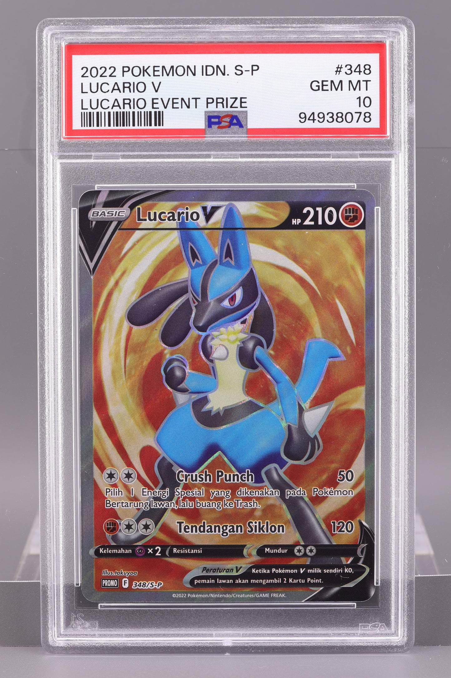 Lucario V & Lucario VSTAR 2022 Indonesian Event Prize Sequential Set  #348/349    PSA 10/9