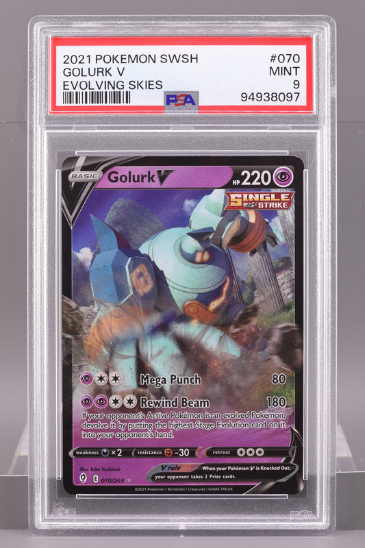 Golurk V 2021 Evolving Skies  #70    PSA 9