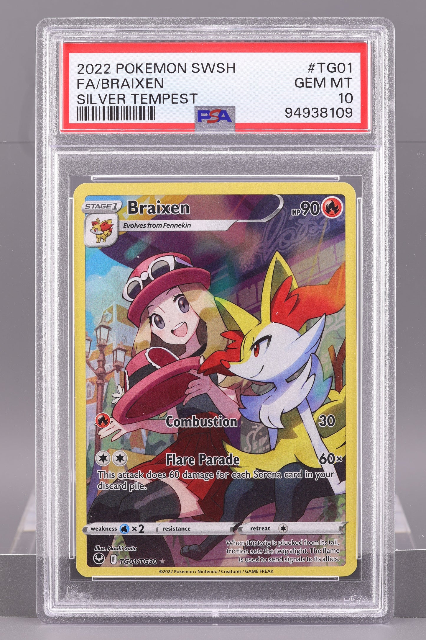 Braixen 2022 Silver Tempest  #TG01    PSA 10