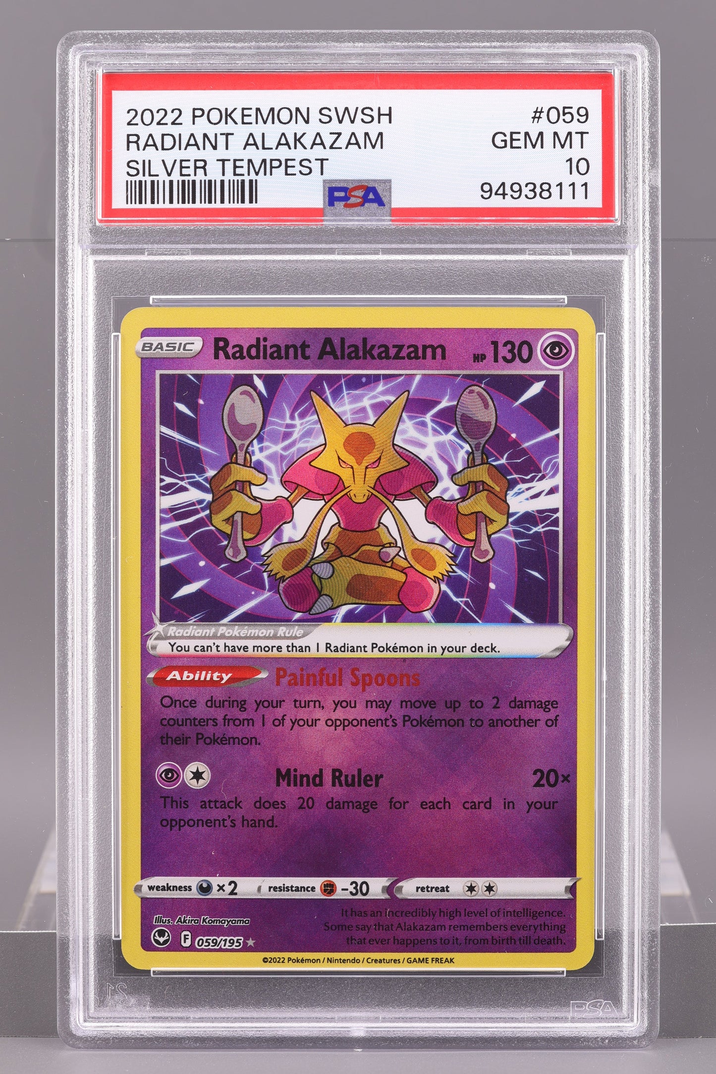 Radiant Alakazam 2022 Silver Tempest  #59    PSA 10