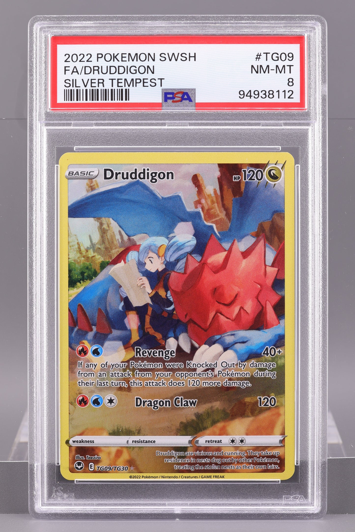 Druddigon 2022 Silver Tempest  #TG09    PSA 8