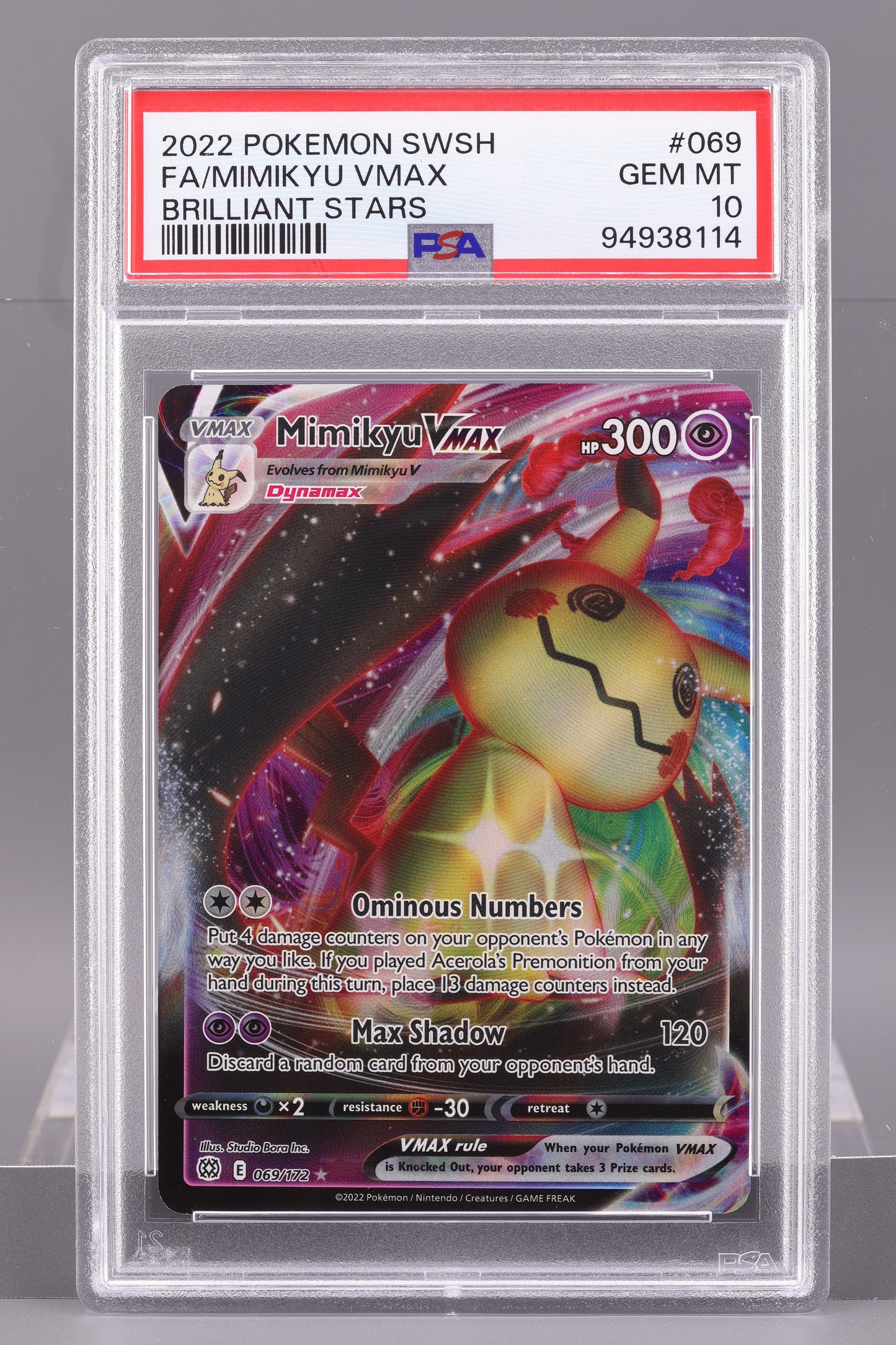 Mimikyu VMAX 2022 Brilliant Stars  #69    PSA 10