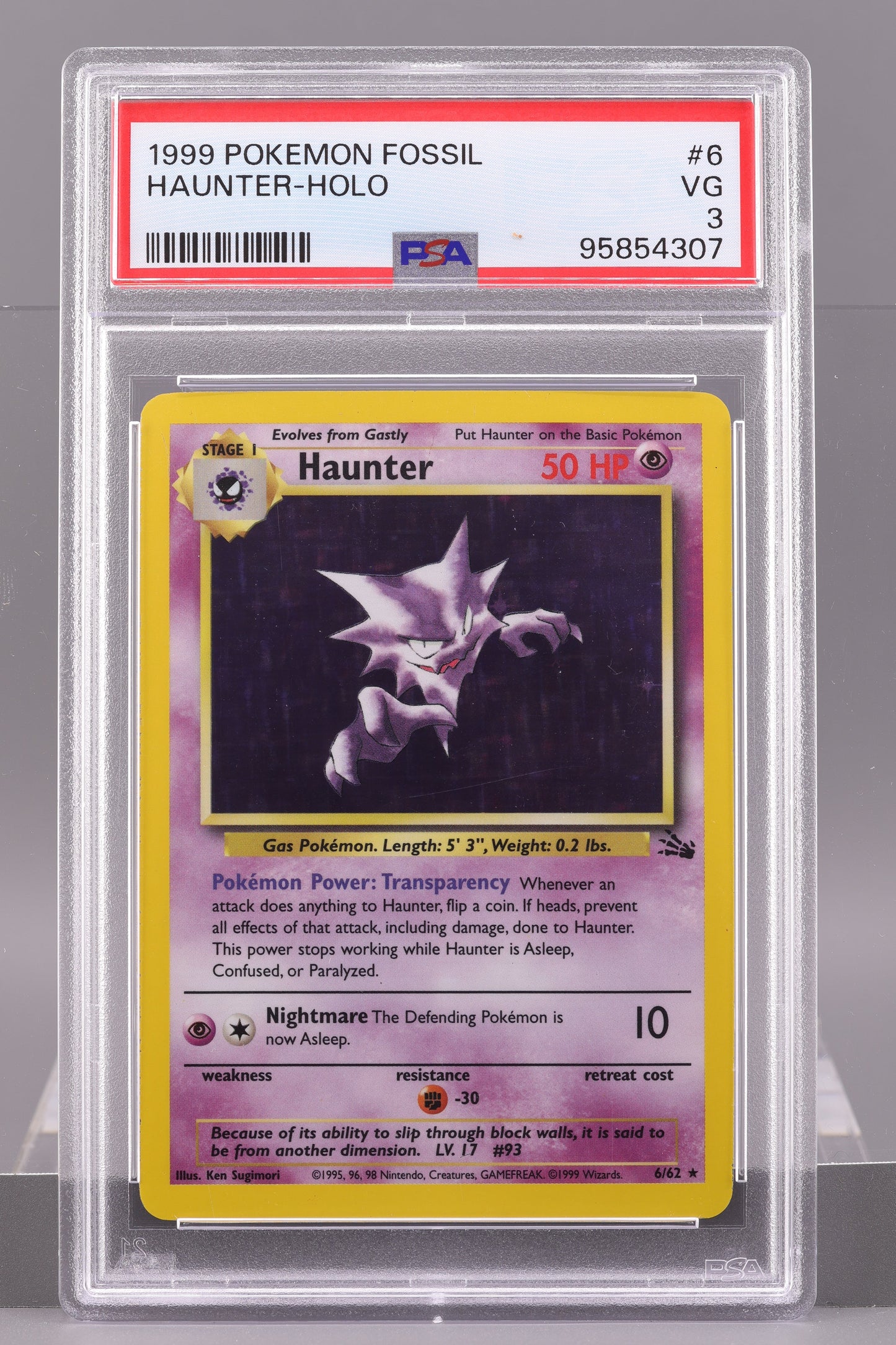 Haunter 1999 Fossil #6     PSA 3   Holo