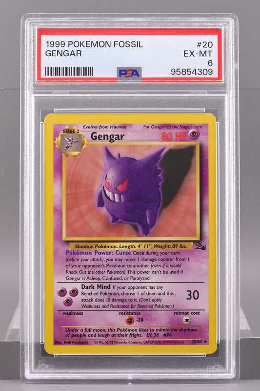 Gengar 1999 Fossil #20     PSA 6