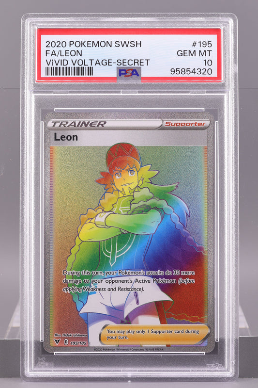 Leon 2020 Vivid Voltage #195 SWSH    PSA 10   Rainbow