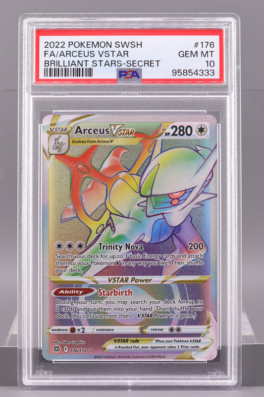 Arceus VSTAR 2022 Brilliant Stars #176 SWSH    PSA 10   Rainbow