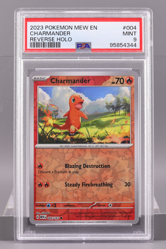 Charmander 2023 151 #4 MEW en    PSA 9   Reverse Holo