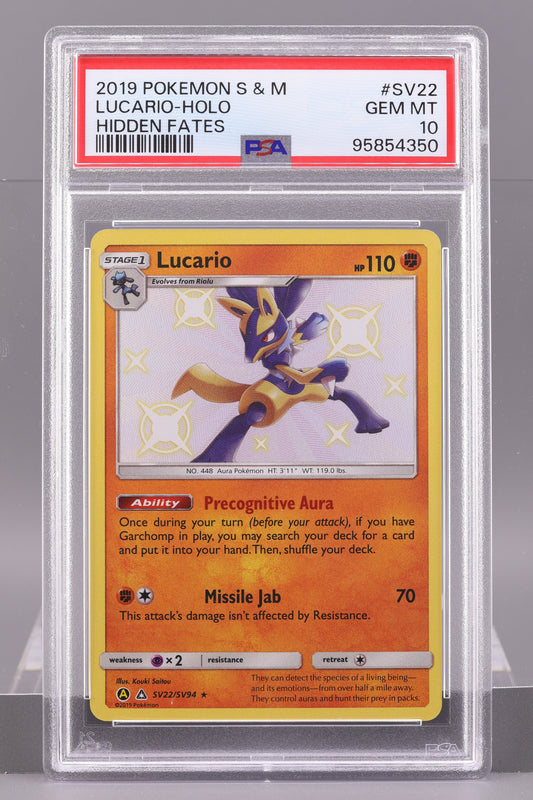 Lucario 2019 Hidden Fates #SV22 SM    PSA 10   Shiny