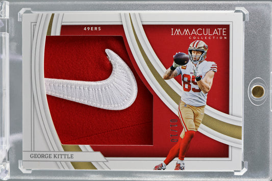 George Kittle 2022 Panini Immaculate #IL-GKI Logos Nike Swoosh Patch /10 San Francisco 49ers