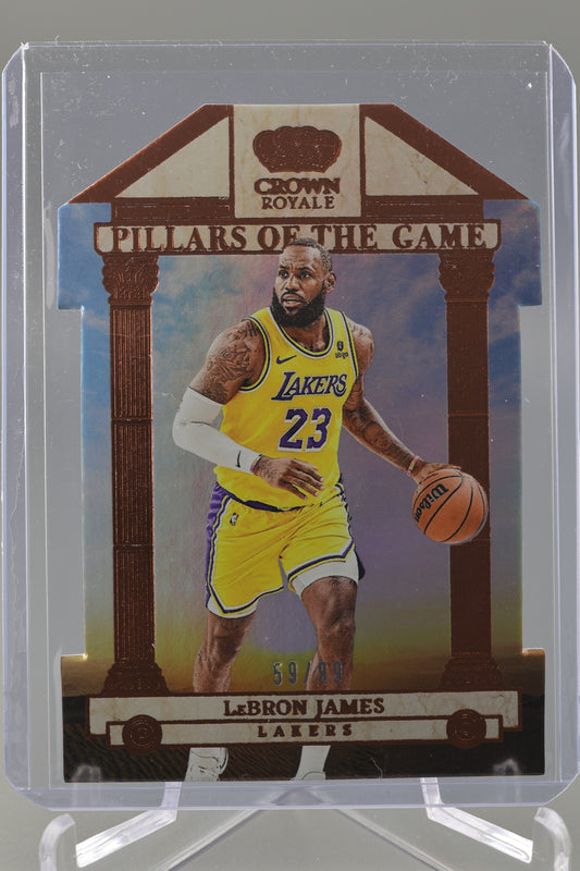 Lebron James 2023-24 Crown Royale #13 Pillars of the Game Die Cut 59/99 Los Angeles Lakers