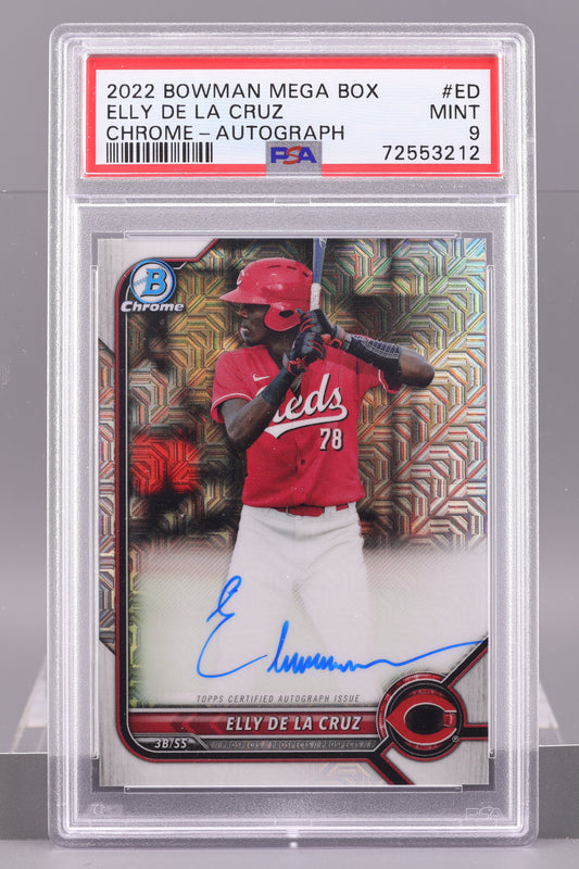 Elly De La Cruz 2022 Bowman Mega Box BMA-ED Chrome Autograph PSA 9 Cinncinati Reds