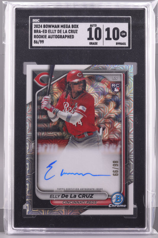 Elly De La Cruz 2024 Bowman Mega Box BRA-ED Chrome Autograph SGC 10/AUTO 10 RC Cinncinati Reds