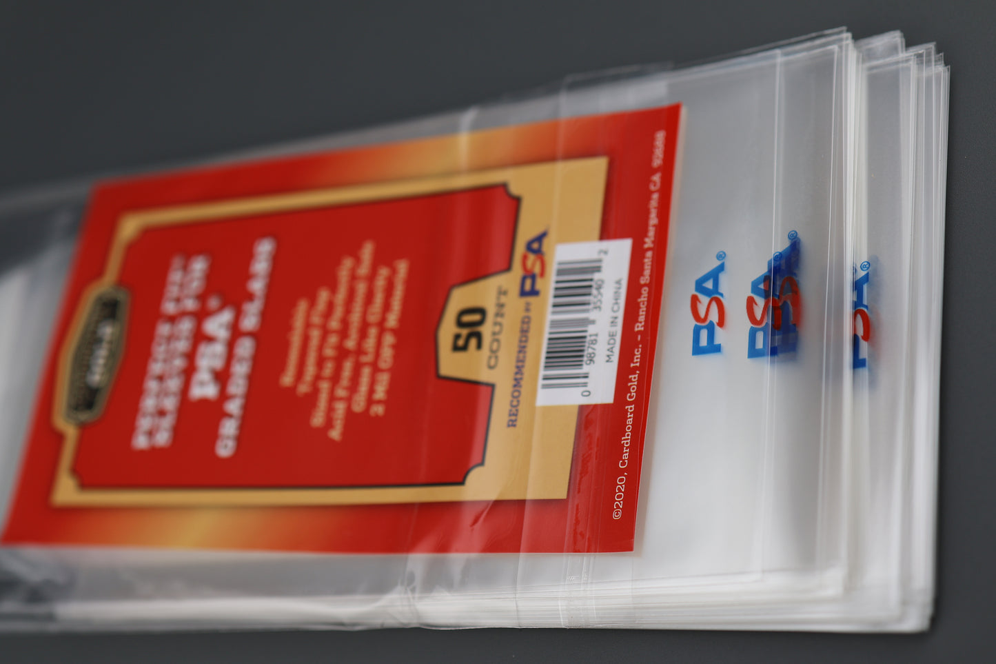 100 Perfect Fit Sleeves for PSA Graded Slabs WITH PSA LOGO (2-pack bundle) (Cardboard Gold)