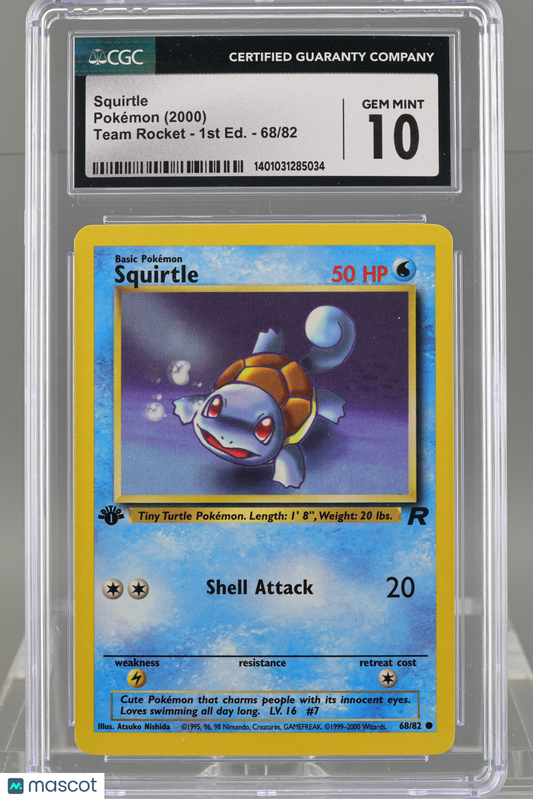 Squirtle 2000  Team Rocket 1st Edition #68    CGC 10