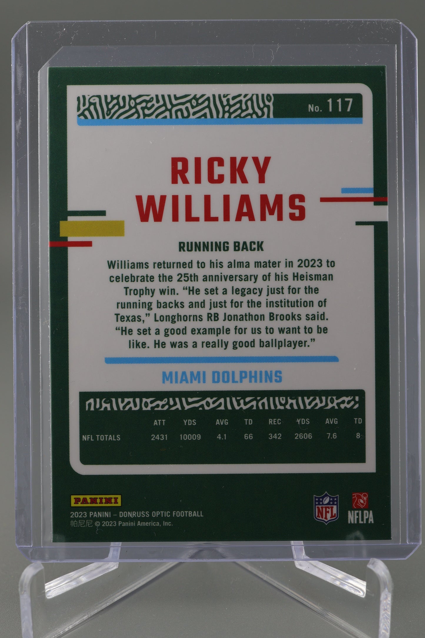 Ricky Williams 2023 Donruss Optic #117 Miami Dolphins