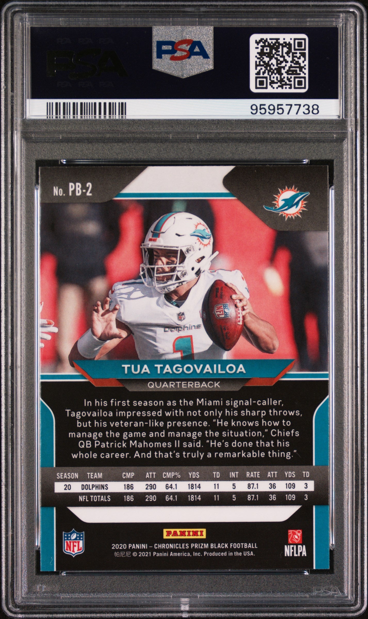 Tua Tagovailoa 2020 Panini Chronicles Prizm Black #PB2 Prizm Black PSA 10 RC