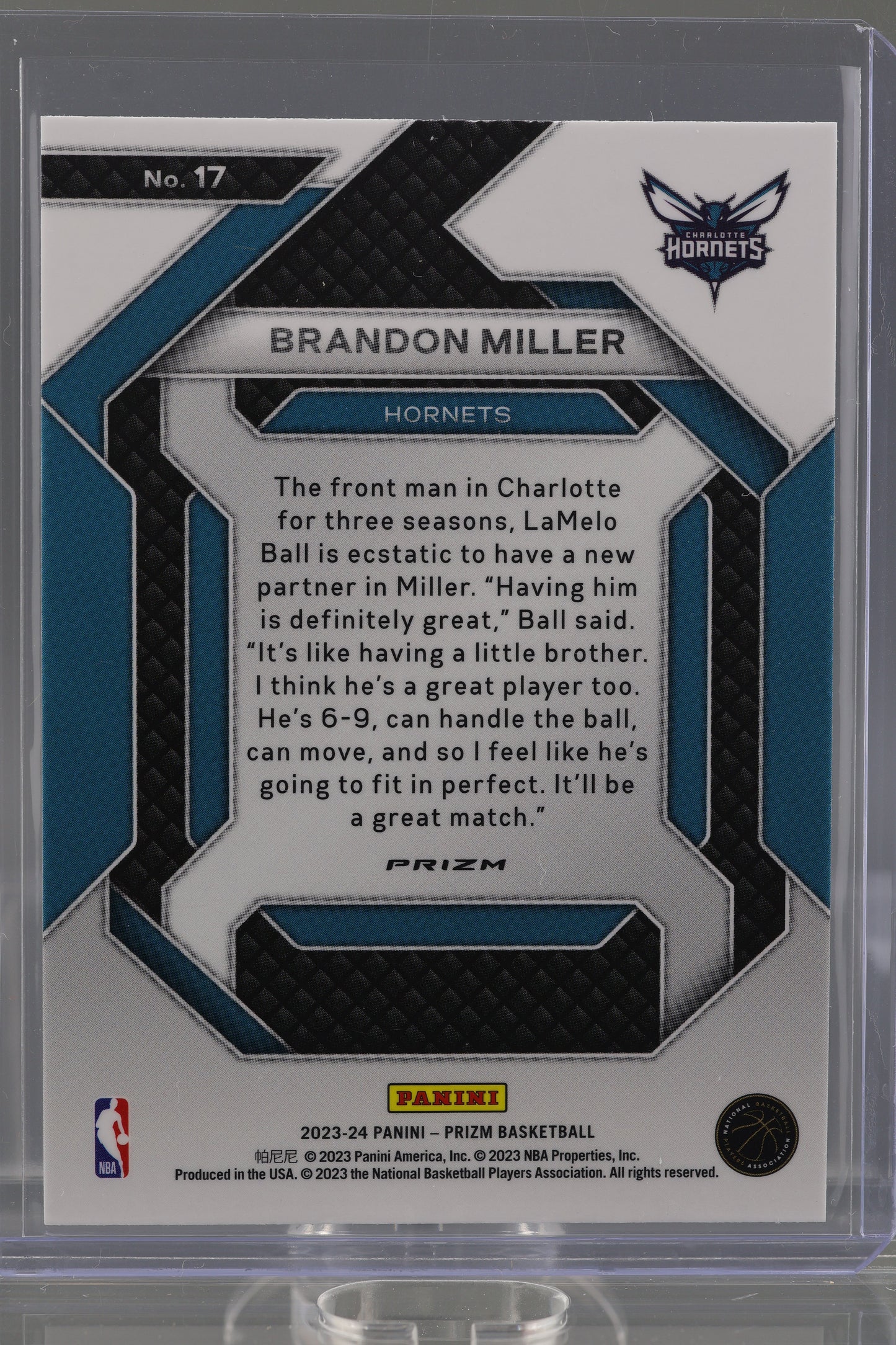 Brandon Miller 2023-24 Panini Prizm Emergent #17 RC Charlotte Hornets