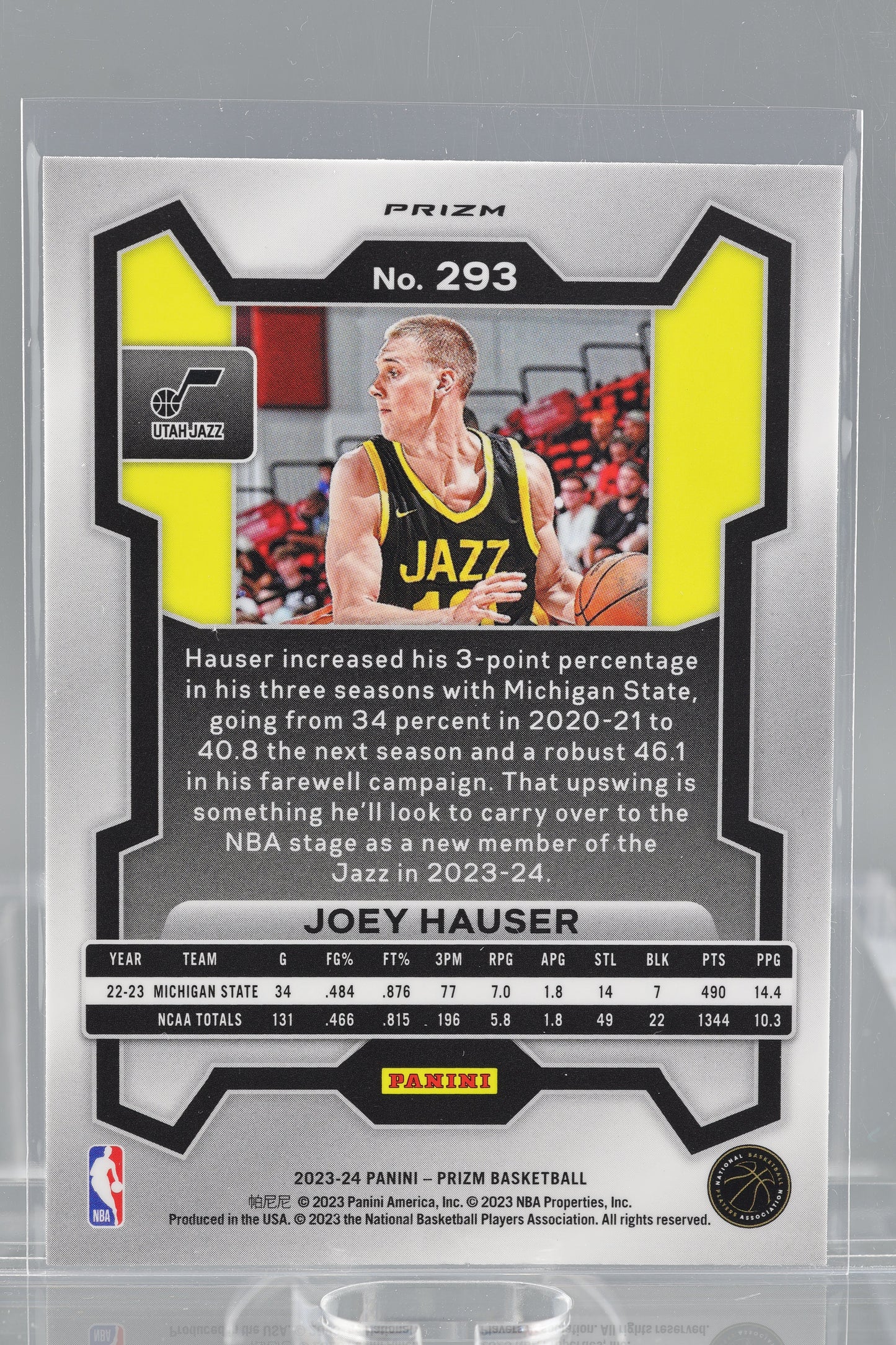 Joey Hauser 2024 Panini Prizm #293 Cracked Ice Rookie Utah Jazz