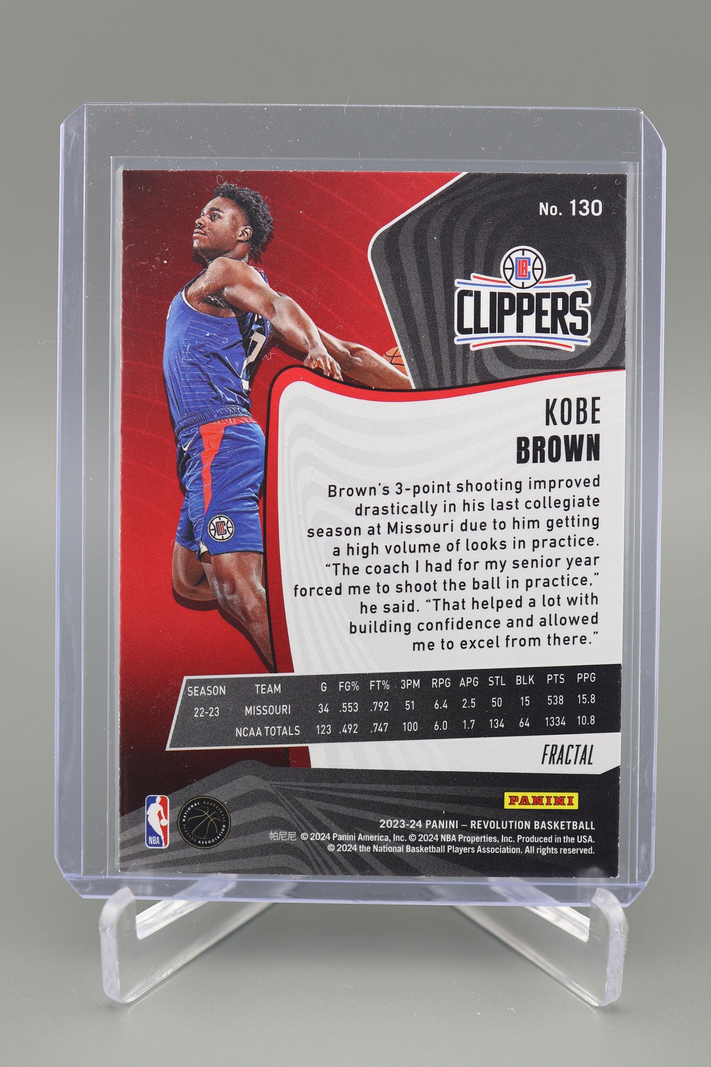 Kobe Brown 2023-24 Revolution #130 Fractal Rookie Card RC Los Angeles Clippers