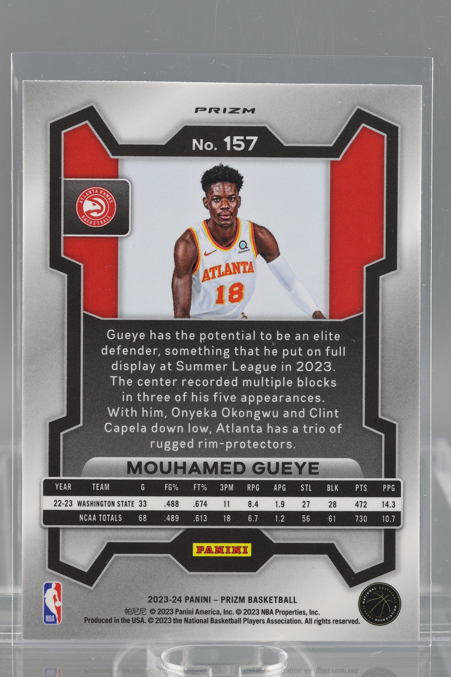 Mouhamed Gueye 2024 Panini Prizm #157 Cracked Ice Rookie Atlanta Hawks