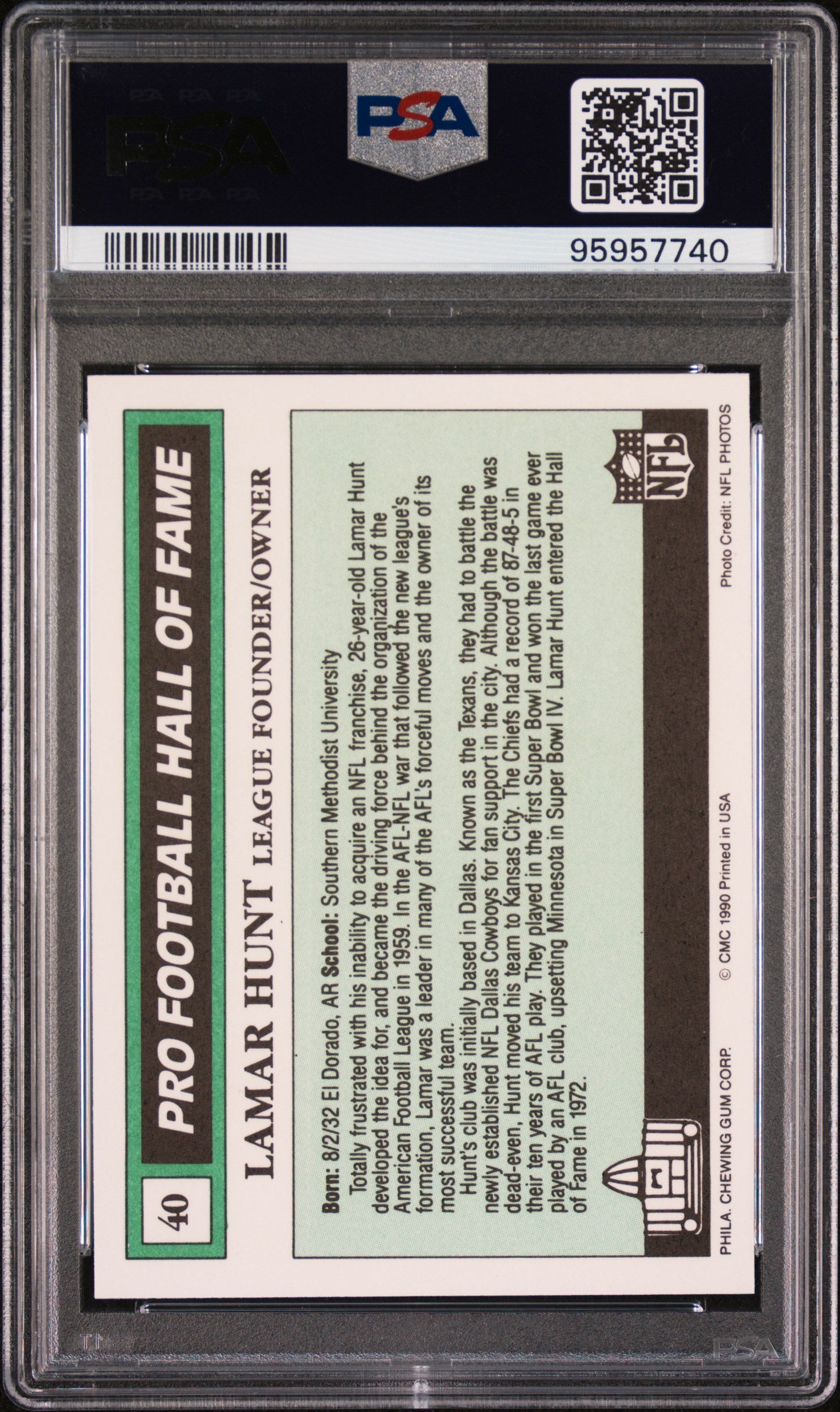 Lamar Hunt 1990 Swell Greats #40 PSA 10 POP 1