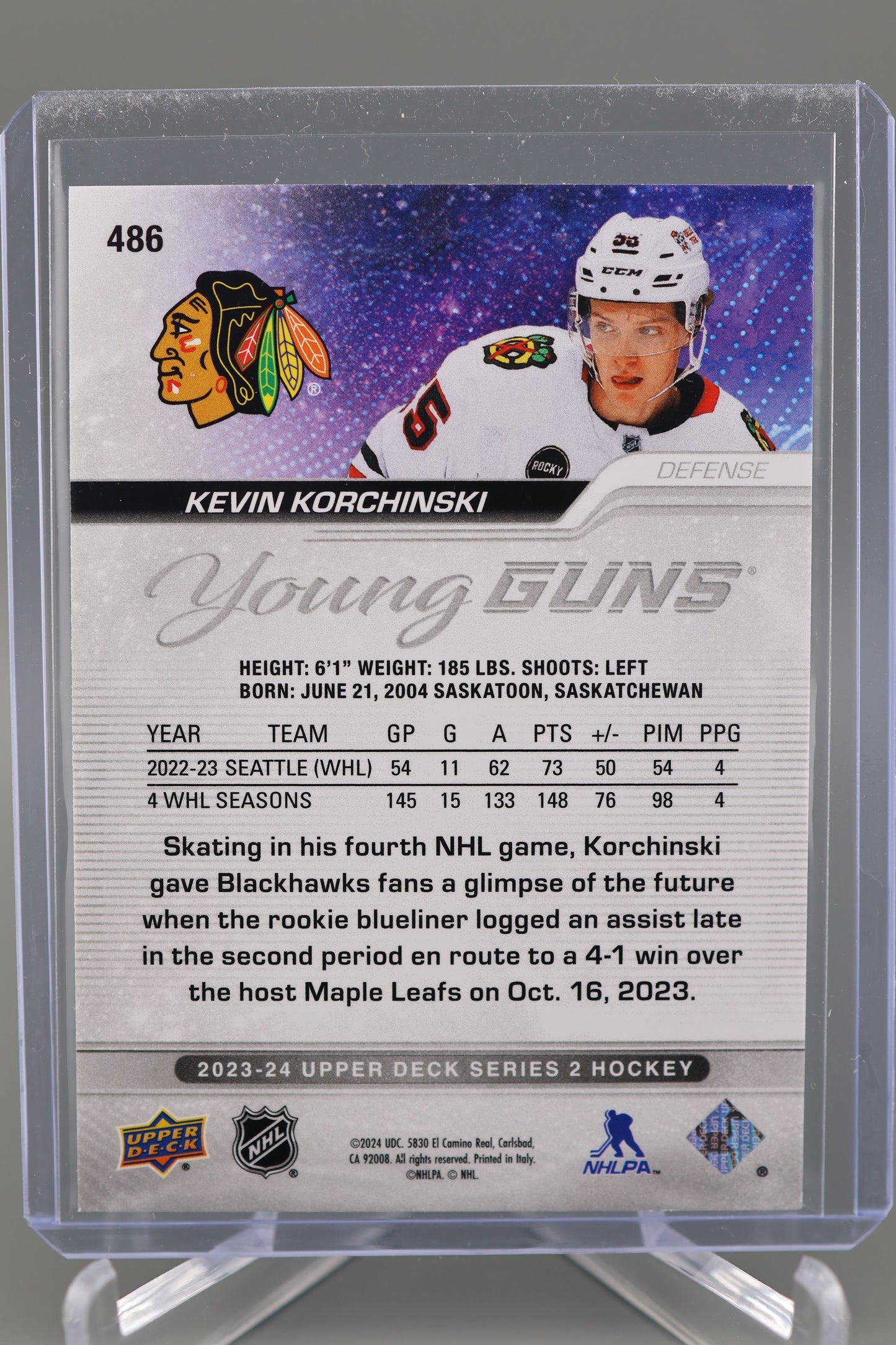 Kevin Korchinski 2023-24 Upper Deck Series 2 #486 Young Guns Chicago Blackhawks