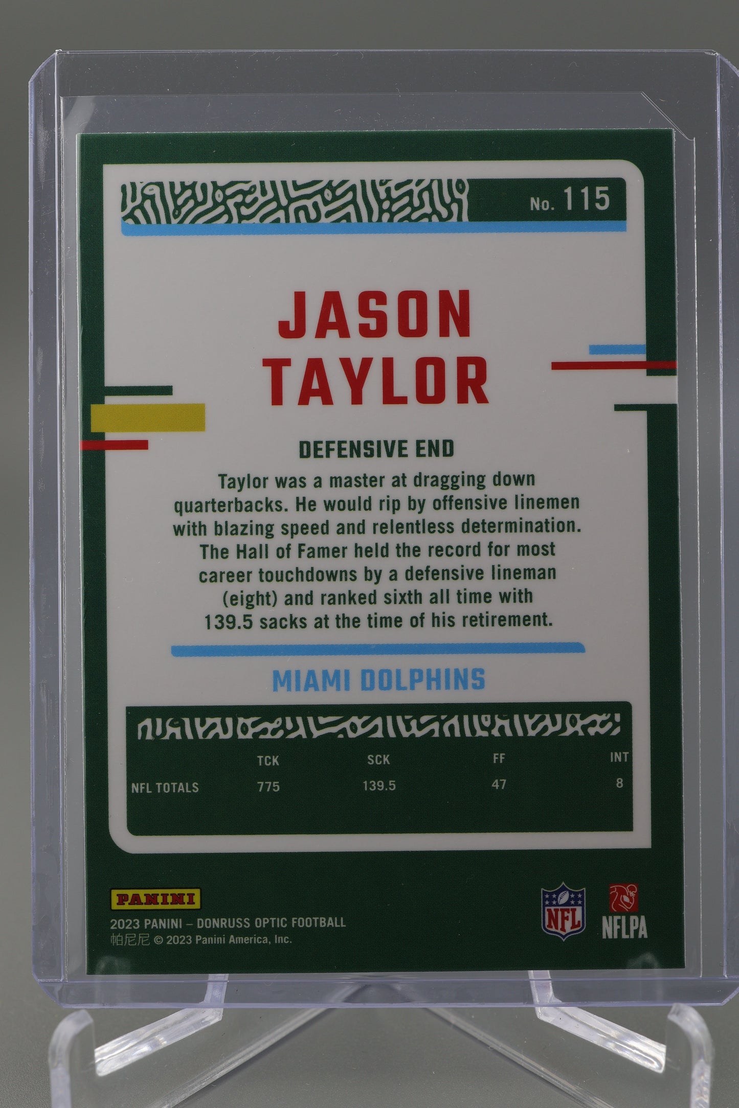 Jason Taylor 2023 Optic #115 Base Miami Dolphins