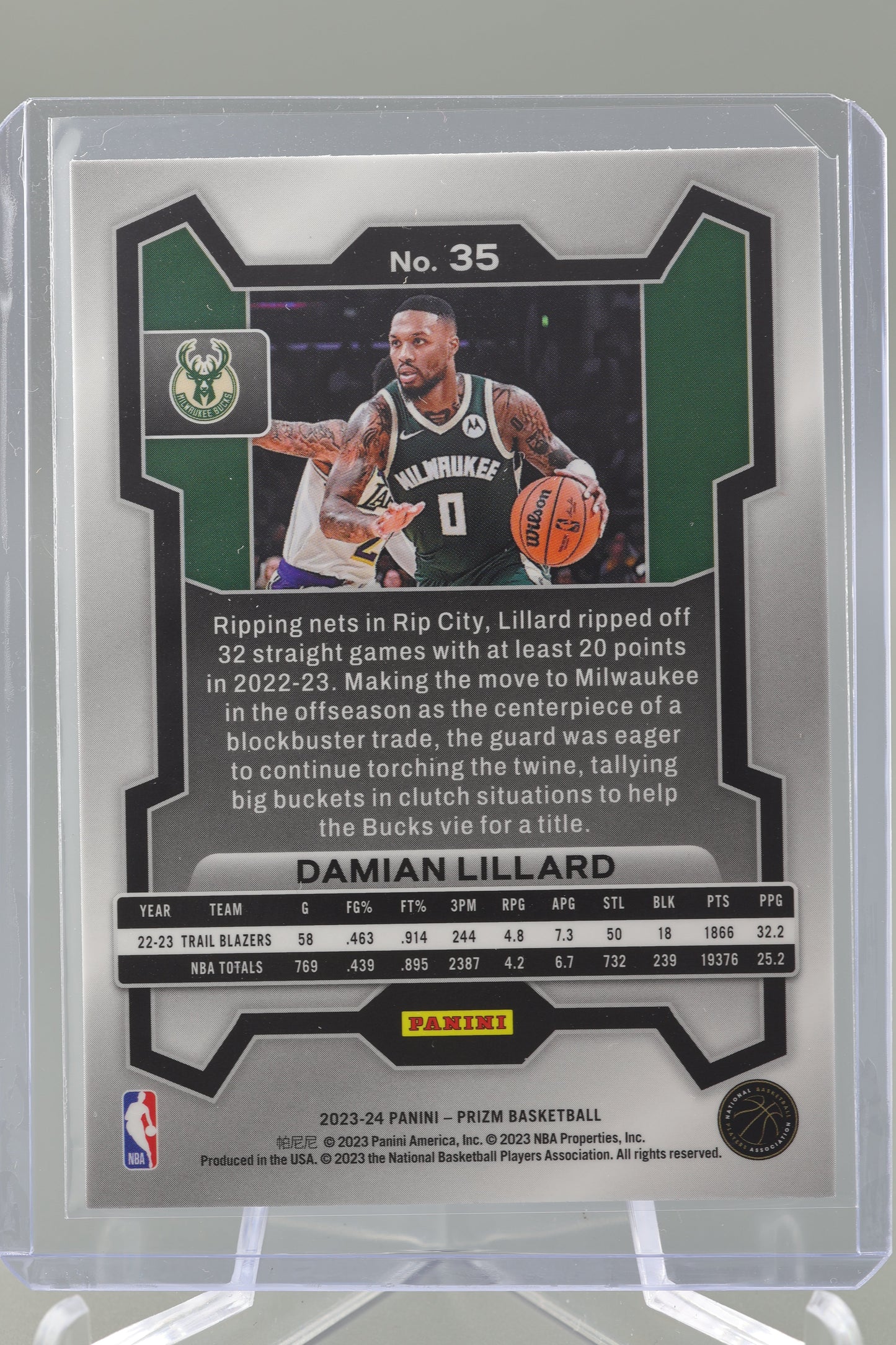 Damien Lillard 2023-24 Prizm #35 Base Milwaukee Bucks