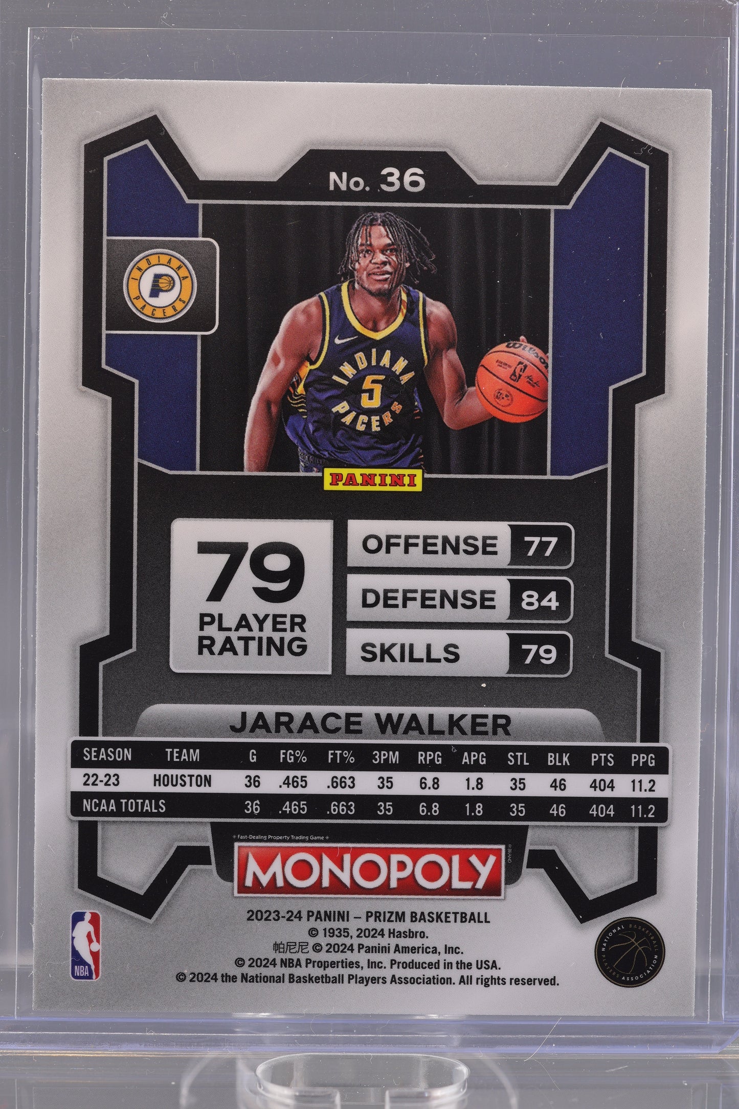 Jarace Walker 2023 Panini Prizm Monopoly #36 Rookie Card RC Indiana Pacers