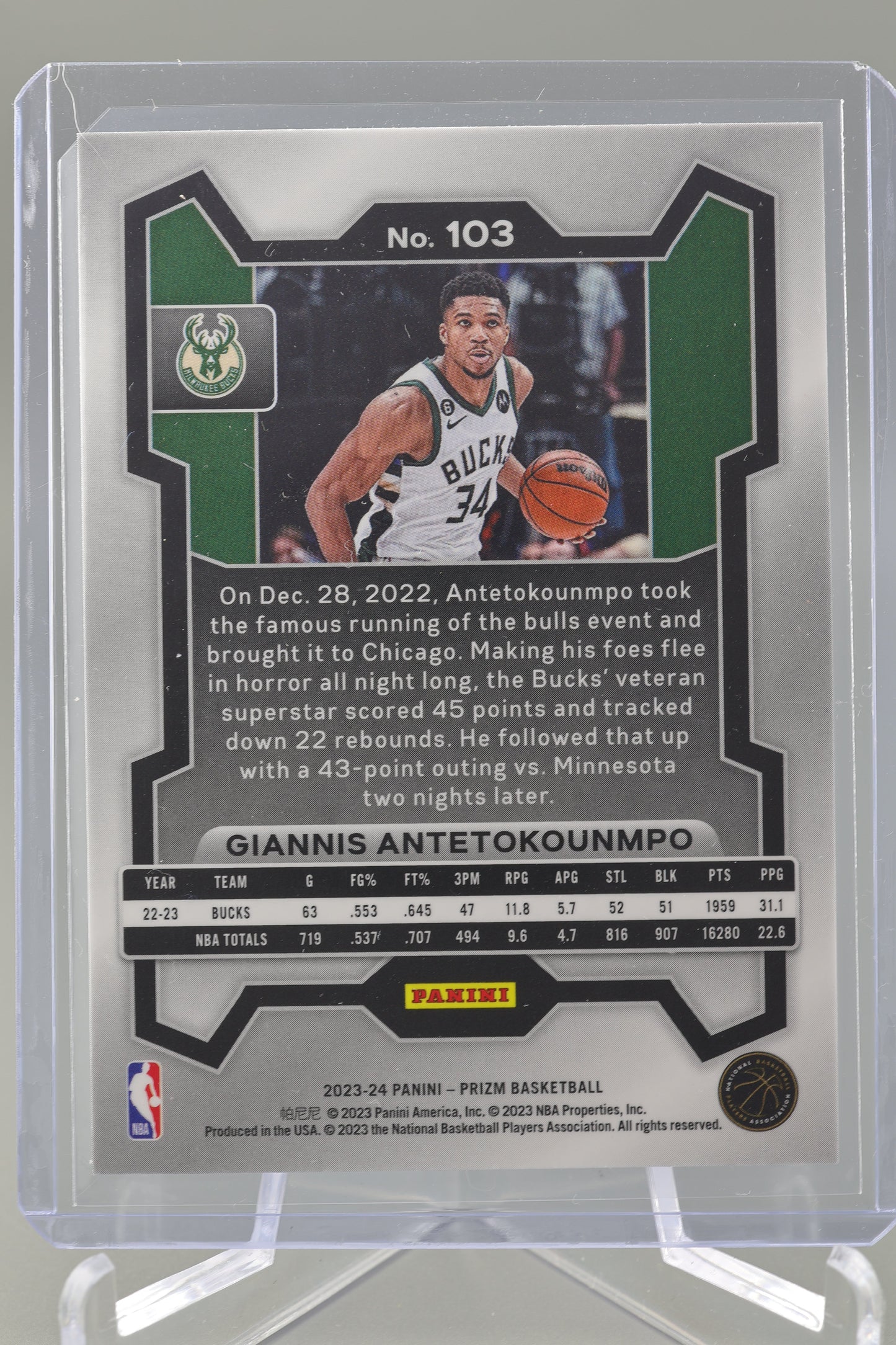 Giannis Antetokounmpo 2023-24 Prizm #103 Base Milwaukee Bucks