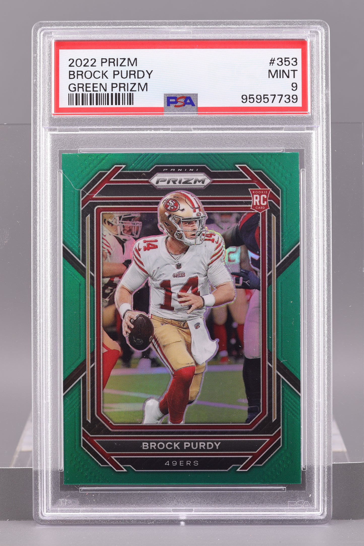 Brock Purdy 2022 Panini Prizm #353 Green Prizm PSA 9 Rookie RC