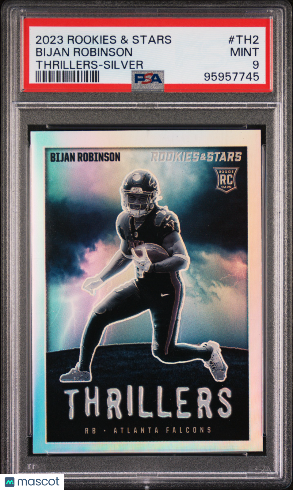 Bijan Robinson 2023 Panini Rookies & Stars #TH2 Thrillers Silver PSA 9 RC