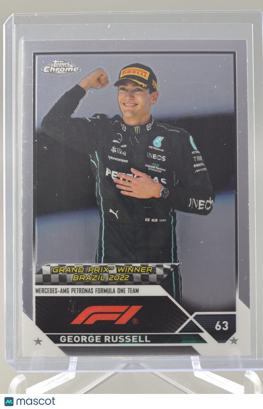 George Russell 2023 Topps Chrome Formula 1 #164 Grand Prix Winner Brazil 2022