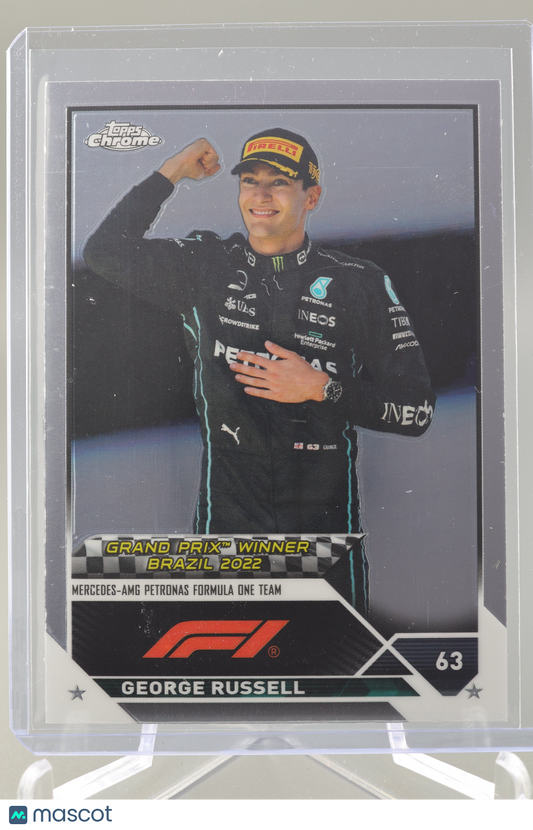 George Russell 2023 Topps Chrome Formula 1 #164 Grand Prix Winner Brazil 2022