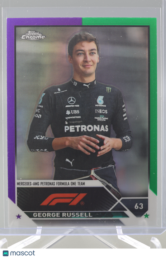 George Russell 2023 Topps Chrome Formula 1 #15 PURPLE GREEN REFRACTOR Mercedes