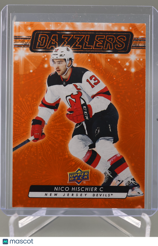 Nico Hischier 2023-24 Upper Deck Series 2 Hockey #DZ-83 Orange Dazzlers Devils